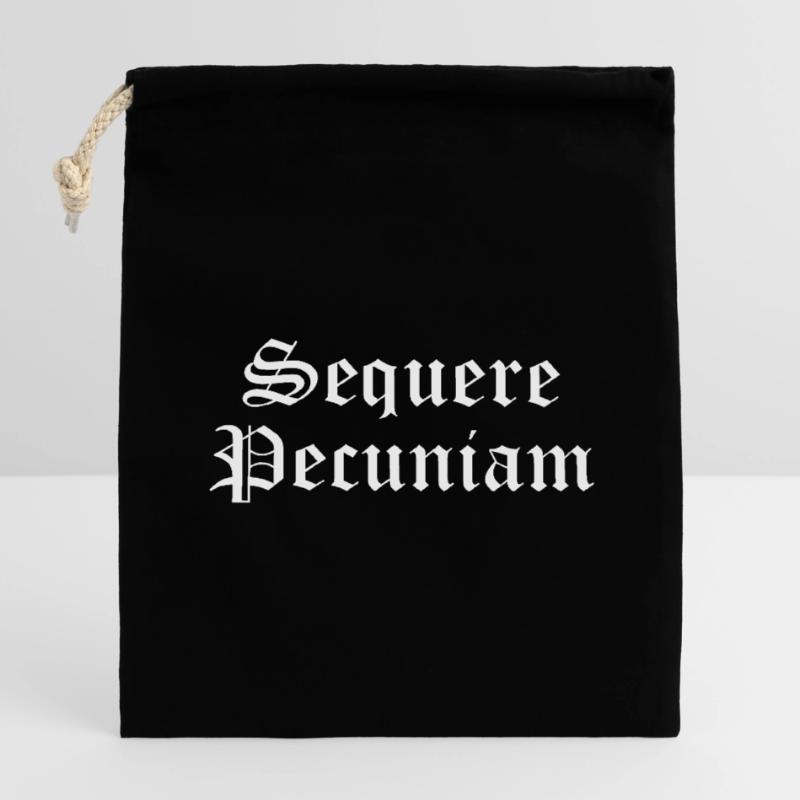 Sequere Pecuniam Gothic Script Closable cotton gift bag (14x20cm)