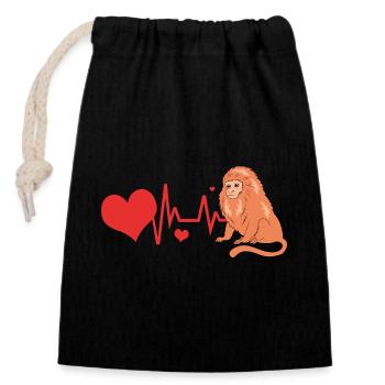 Tamarin Singe Singe Singe Face de Singe - Sac cadeau en coton avec cordon (14 x 20 cm) - noir - Devant