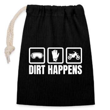 Dirt Happens - Closable cotton gift bag (14x20cm) - black - Front