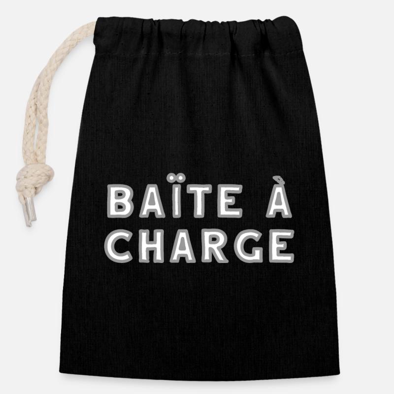 vendeen baite a charge - Sac cadeau en coton avec cordon (14 x 20 cm) - noir