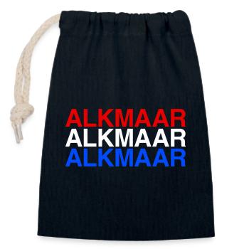 ALKMAAR Pays-Bas Drapeau des Pays-Bas - Sac cadeau en coton avec cordon (14 x 20 cm) - bleu marine - Devant