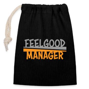 Feelgood Manager grau orange - Verschließbarer Geschenkbeutel aus Baumwolle (14x20cm) - Schwarz - Vorne