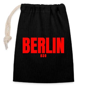 Berlin 030 - Verschließbarer Geschenkbeutel aus Baumwolle (14x20cm) - Schwarz - Vorne