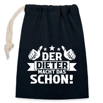 Dieter - Verschließbarer Geschenkbeutel aus Baumwolle (14x20cm) - Navy - Vorne