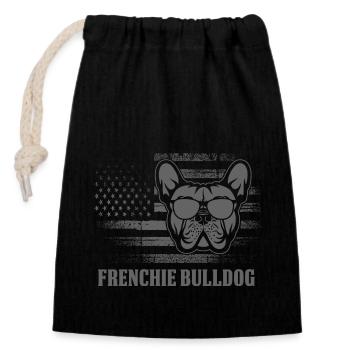 Frenchie Bulldog - Verschließbarer Geschenkbeutel aus Baumwolle (14x20cm) - Schwarz - Vorne