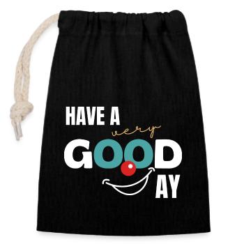 Have a very good day - Closable cotton gift bag (14x20cm) - black - Front