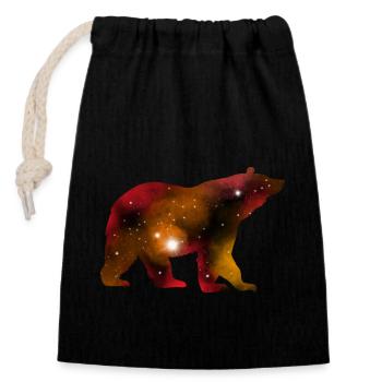 Galaxy Bear - Verschließbarer Geschenkbeutel aus Baumwolle (14x20cm) - Schwarz - Vorne
