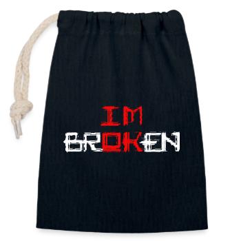 gebrochen aber ok "broken" - Verschließbarer Geschenkbeutel aus Baumwolle (14x20cm) - Navy - Vorne