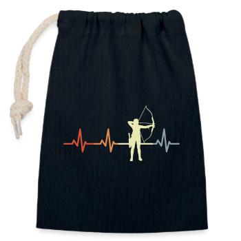 Bogensportlerin Herzlinie - Verschließbarer Geschenkbeutel aus Baumwolle (14x20cm) - Navy - Vorne
