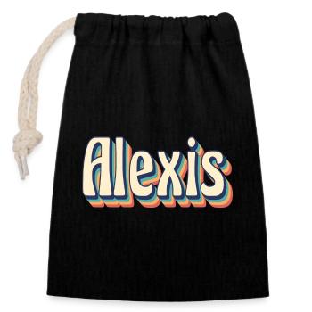 Vintage Retro Alexis T-Shirt T-Shirt Geschenkidee - Verschließbarer Geschenkbeutel aus Baumwolle (14x20cm) - Schwarz - Vorne