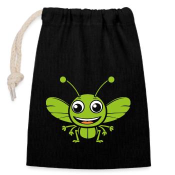 Grasshopper - Closable cotton gift bag (14x20cm) - black - Front