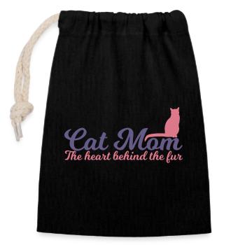 Maman chat - Sac cadeau en coton avec cordon (14 x 20 cm) - noir - Devant