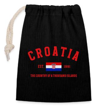 Kroatien Est Jahrgang 1991 - Verschließbarer Geschenkbeutel aus Baumwolle (14x20cm) - Schwarz - Vorne