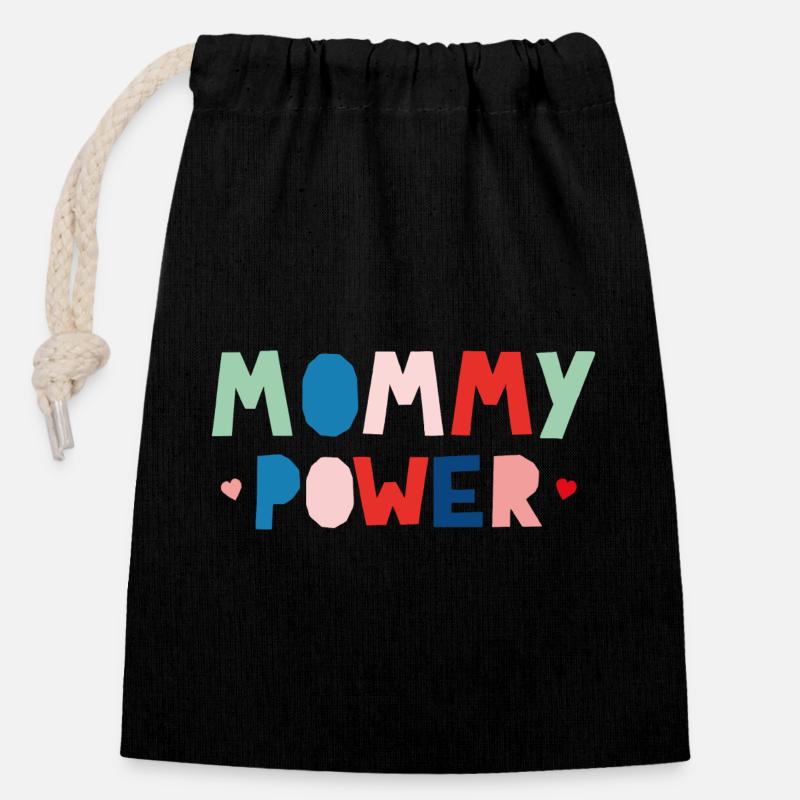 Mommy Power - Closable cotton gift bag (14x20cm) - black