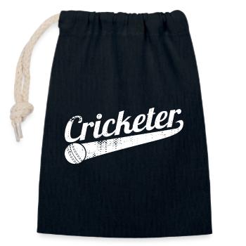 Drôle de joueur de cricket - Sac cadeau en coton avec cordon (14 x 20 cm) - bleu marine - Devant