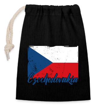 National Patriotisch Tschechien Slowakei Land - Verschließbarer Geschenkbeutel aus Baumwolle (14x20cm) - Schwarz - Vorne
