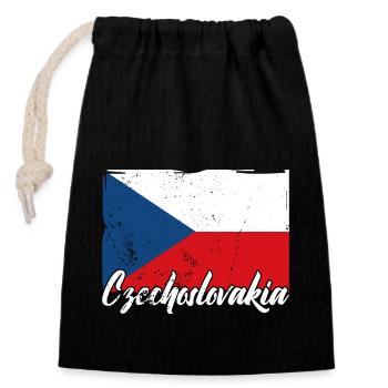 National Patriotisch Tschechien Slowakei Land - Verschließbarer Geschenkbeutel aus Baumwolle (14x20cm) - Schwarz - Vorne