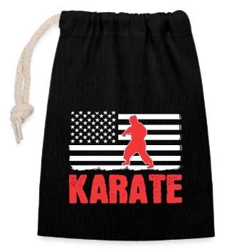 Karate Selbstverteidigung Kampfsport - Verschließbarer Geschenkbeutel aus Baumwolle (14x20cm) - Schwarz - Vorne