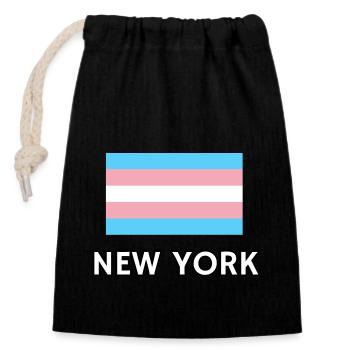 Trans Pride Flagge New York - Verschließbarer Geschenkbeutel aus Baumwolle (14x20cm) - Schwarz - Vorne