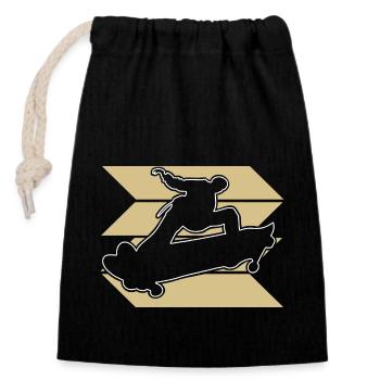 Skateboard Skater - Closable cotton gift bag (14x20cm) - black - Front