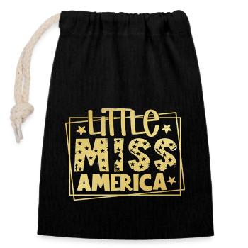 Little Miss America 4 juillet - Sac cadeau en coton avec cordon (14 x 20 cm) - noir - Devant