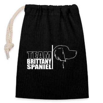 TEAM Brittany Spaniel Chien Chien Wilsigns - Sac cadeau en coton avec cordon (14 x 20 cm) - noir - Devant