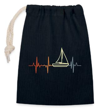 J’adore la voile - Sac cadeau en coton avec cordon (14 x 20 cm) - bleu marine - Devant