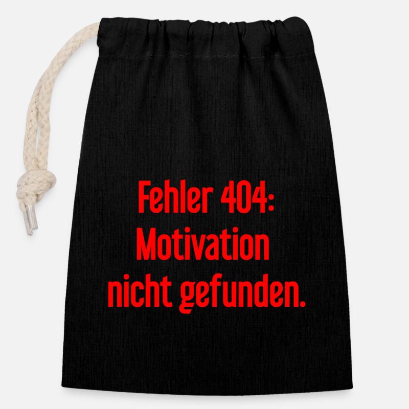 Erreur 404 : Motivation introuvable - Sac cadeau en coton avec cordon (14 x 20 cm) - noir