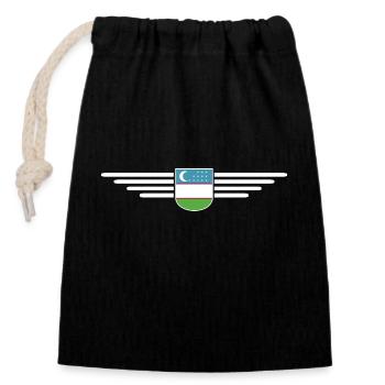 Usbekistan T-Shirt – Stolz und Kultur - Verschließbarer Geschenkbeutel aus Baumwolle (14x20cm) - Schwarz - Vorne