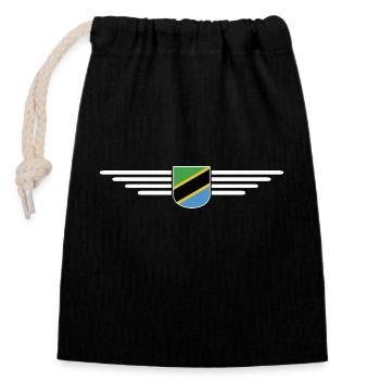 Tanzania T-Shirt for Real Fans - Closable cotton gift bag (14x20cm) - black - Front