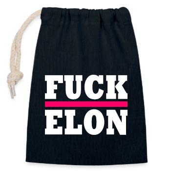 Fuck elon - Closable cotton gift bag (14x20cm) - navy - Front