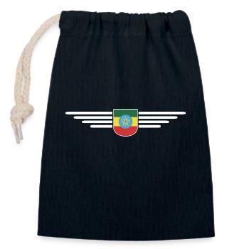Ethiopia Design – Pride and Culture - Closable cotton gift bag (14x20cm) - navy - Front