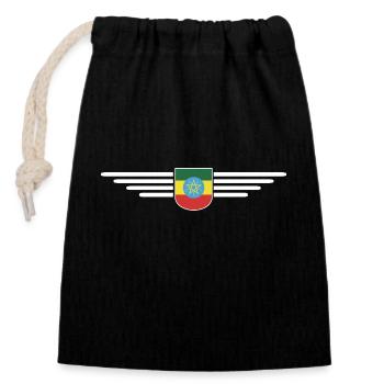 Ethiopia Design – Pride and Culture - Closable cotton gift bag (14x20cm) - black - Front