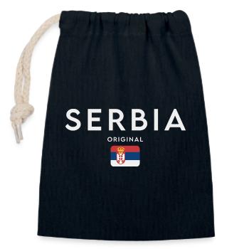 Drapeau de la Serbie, fierté serbe - Sac cadeau en coton avec cordon (14 x 20 cm) - bleu marine - Devant