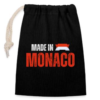 Made in Monaco, fierté monégasque - Sac cadeau en coton avec cordon (14 x 20 cm) - noir - Devant