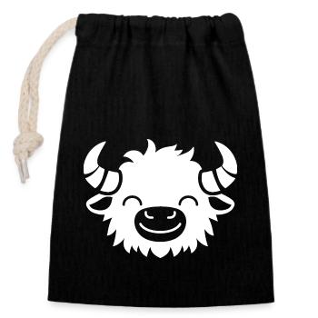 Büffel - Verschließbarer Geschenkbeutel aus Baumwolle (14x20cm) - Schwarz - Vorne