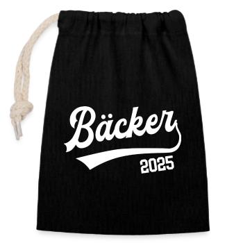 Bäcker 2025 Ausbildung Beruf Bäckerei Konditor - Verschließbarer Geschenkbeutel aus Baumwolle (14x20cm) - Schwarz - Vorne