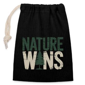 Nature Wins – Statement for Environmentalists - Closable cotton gift bag (14x20cm) - black - Front