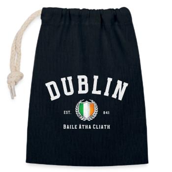 Dublin Ireland – Vintage Irish Flag - Closable cotton gift bag (14x20cm) - navy - Front