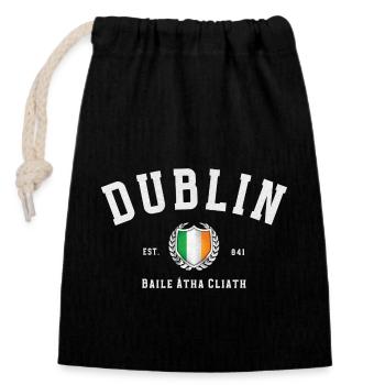Dublin, Irland – Vintage Irische Flagge - Verschließbarer Geschenkbeutel aus Baumwolle (14x20cm) - Schwarz - Vorne