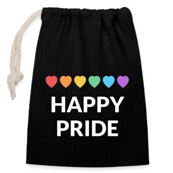 Happy Pride Rainbow hearts Mois de la fierté LGBTQ - Sac cadeau en coton avec cordon (14 x 20 cm) - noir - Devant