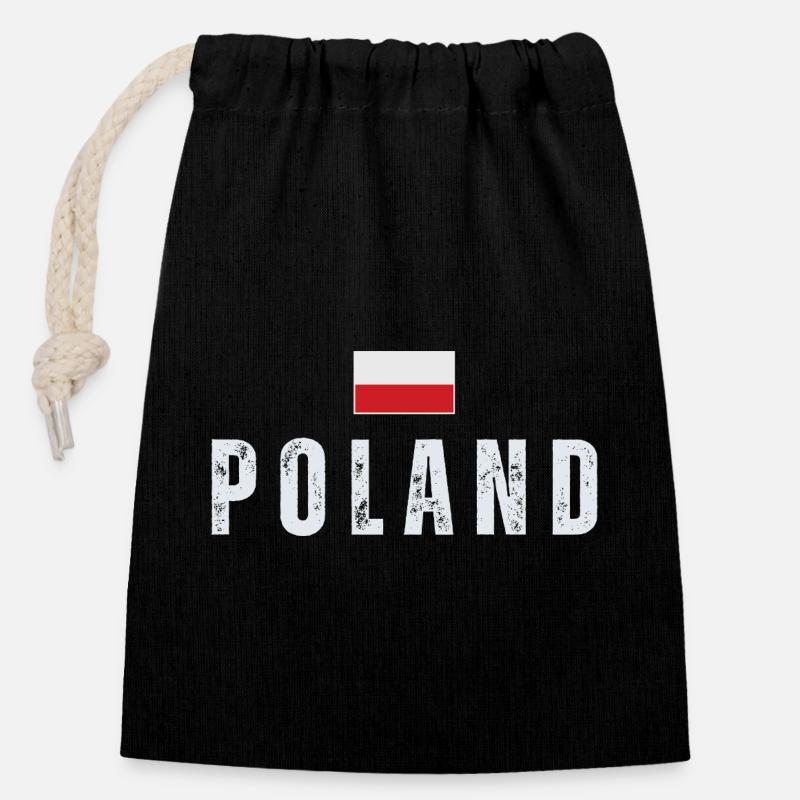 Fierté polonaise, drapeau polonais - Sac cadeau en coton avec cordon (14 x 20 cm) - noir