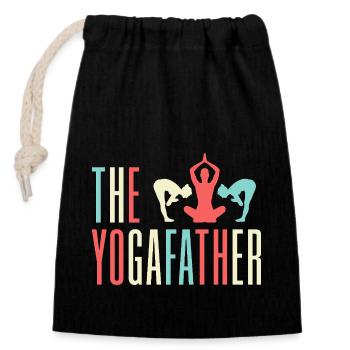 Yoga The Yogafather Funny Yoga - Verschließbarer Geschenkbeutel aus Baumwolle (14x20cm) - Schwarz - Vorne