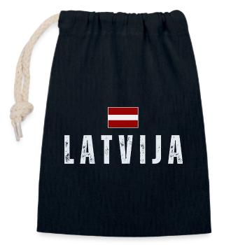 Flag of Latvia, Latvian patriot - Closable cotton gift bag (14x20cm) - navy - Front