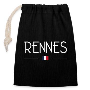 Rennes - Sac cadeau en coton avec cordon (14 x 20 cm) - noir - Devant