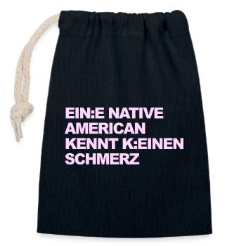 SATIRE WOKE : Un Indien ne connaît pas la douleur - Sac cadeau en coton avec cordon (14 x 20 cm) - bleu marine - Devant