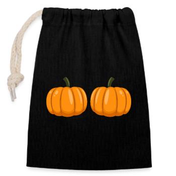 Kürbis Brüste Lustiges Halloween Kostüm - Verschließbarer Geschenkbeutel aus Baumwolle (14x20cm) - Schwarz - Vorne