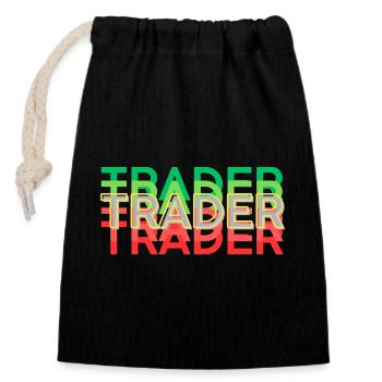TRADER bunt - Verschließbarer Geschenkbeutel aus Baumwolle (14x20cm) - Schwarz - Vorne