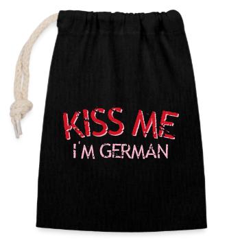 Embrasse-moi je suis allemand - Sac cadeau en coton avec cordon (14 x 20 cm) - noir - Devant
