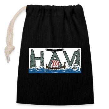 Havets Viking - Le Viking de la mer - Sac cadeau en coton avec cordon (14 x 20 cm) - noir - Devant